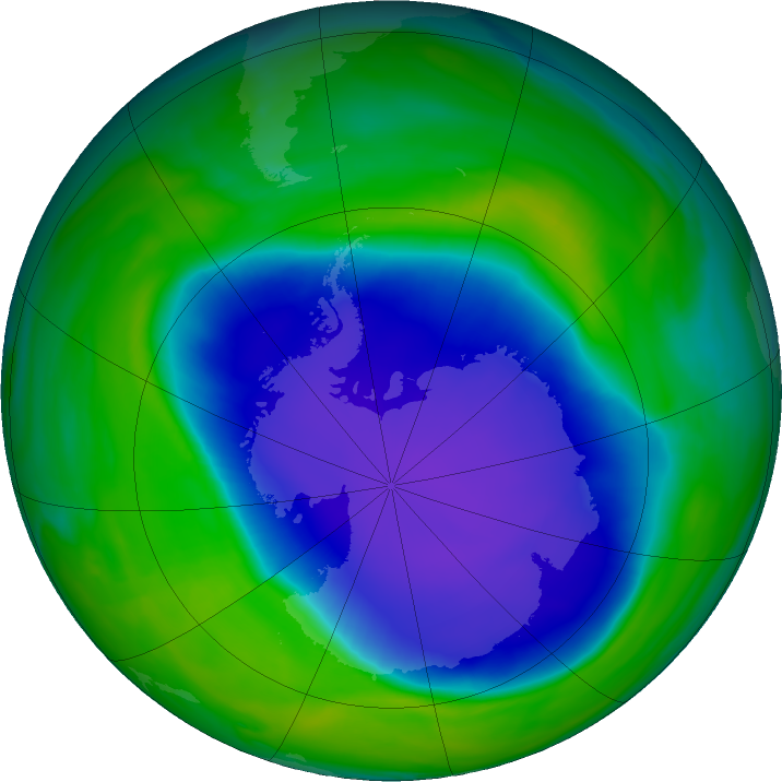 Antarctic ozone map for 20 November 2020